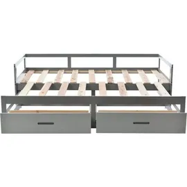 lanki international gmbh Odikalo Schlafsofa Polsterbett Ausziehbar 90/180*200cm Schubladen Lattenrosten grau - Grau