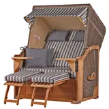 bene living Strandkorb Komplettset Schaalsee Teak PE grau Modell 545