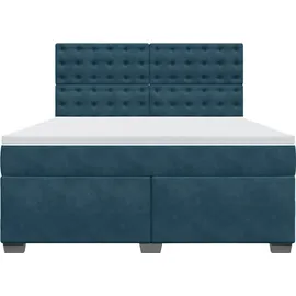 vidaXL Boxspringbett mit Matratze Blau 180x200 cm Samt