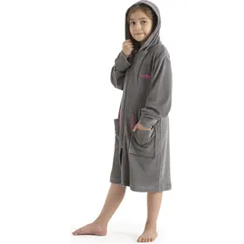 KangaROOS Kinderbademantel KANGAROOS "Kira, Ideal für Zuhause, Schwimmbad oder im Urlaub" Gr. 128, grau, 128, Leichtfrottier, Hausmäntel, modernen, sportliches Design, leuchtenden Akzenten