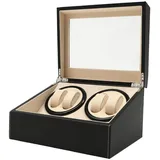 TRIEBAN Automatisch Uhrenbeweger Uhrenbox Uhrenkasten Watchwinder Box, 4+6 Uhren, Hochtransparentes Glas, Unabhängiger Schalter für Die meisten Uhren, Geschenk