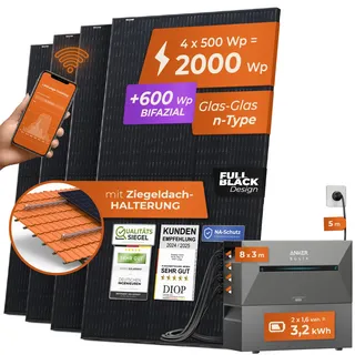 2000 W / 800 W inkl. 3,2 kWh Anker Solix 2 Pro Speicher