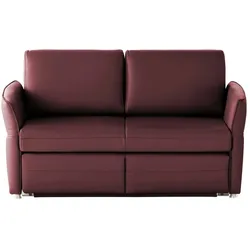 Schlafsofa mit Sitz- und Rückenbezug aus Echtleder Nancy , rot , Maße (cm): B: 160 H: 89 T: 85