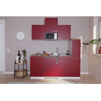 Respekta Küchenzeile Luis E-Geräte 180 cm mit Edelstahlkochmulde und Mikrowelle rot/weiß