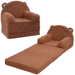 VEVOR Kindersofa Kindercouch Kindersessel Faltbar Braun 114x50x36cm Kindermöbel