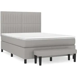 vidaXL Boxspringbett mit Matratze Hellgrau 140x200 cm Stoff