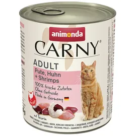 Animonda Carny Adult 800g Dose Katzennassfutter Sparpaket 12 x 800 Gramm Pute, Huhn + Shrimps