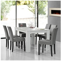 en.casa Essgruppe, (7-tlg., Esstisch mit 6 Stühlen), Forssa 140x90cm Küchentisch mit 6x Polsterstühlen grau