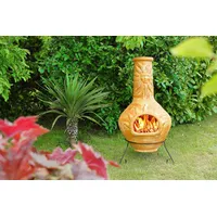 1a Direktimport Feuerstelle Großer Mexico Terrassenofen Aztekenofen Inkaofen aus Ton - Original me, Das Original aus Mexiko - für viele Jahre Lagerfeueratmosphäre gelb