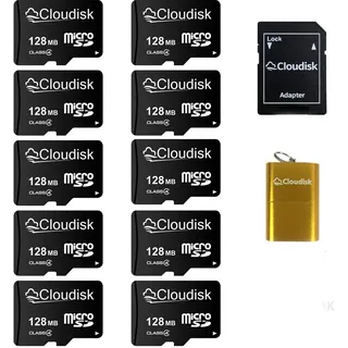 Cloudisk Micro SD-Karte mit Kleiner Kapazität, 10 Stück, 128 MB (Nicht GB) mit MicroSD-Adapter, Kartenleser, Speicherkarte für kleine Daten, Dateien, Werbung oder Promotion (zu klein für alle Videos)