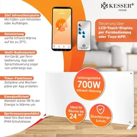 Kesser KESSER® Infrarotheizung Energiesparend Infrarot 2in1 Standgerät & Wandmontage Elektroheizung mit Fernbedienung Thermostat & App-Steuerung Timer Elektrisch Heizpaneel Heizung Konvektor Standfüße