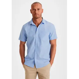 H.I.S. Kurzarmhemd H.I.S, Herren, Gr. XXL (45/46), N-Gr, blau (hellblau), Web, Obermaterial: 100% Baumwolle, unifarben, regular fit, Rundhals, abgesteppte Kante, Hemden, mit Kentkragen, Oxford-Qualität aus reiner Baumwolle