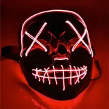 TK Gruppe Timo Klingler 10x LED Grusel Maske rot - wie aus Purge steuerbar, für Halloween, Fasching & Karneval als Kostüm für Herren & Damen