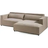 Livora Ecksofa Ottomane rechts Cord Velours 266x150x80 beige FINN