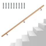 Handlauf und Geländer aus geschliffenem Buchenholz mit verdeckten Traegern fuer Innentreppen 150CM