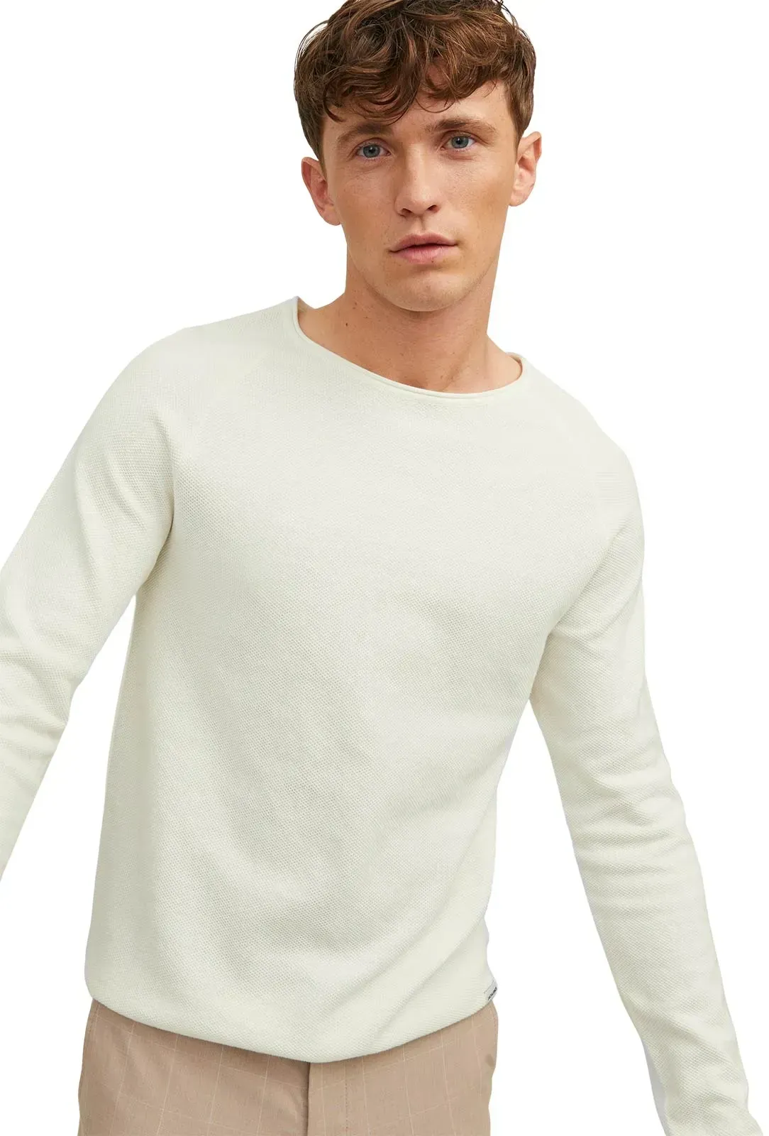 Jack & Jones Strickpullover in Cremeweiß mit Rundhals-XS