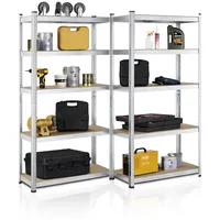 Juskys Lagerregal Metall 180 x 90 x 40 cm Silber