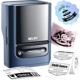 Nelko PM220 Etikettiermaschine mit Band, Bluethooth-Etikettendrucker, 5 cm, tragbarer Thermodrucker für Kleinunternehmen, Adresse, Logo, Kleidung, Aufkleberdrucker für Telefone und PC, Blau