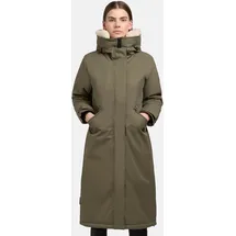 khujo Damen Wintermantel warmer Parka mit weichem Teddyfleece an der Kapuze, Taillenzugband und magnetischer Abdeckleiste Agneta-YM Light Moss Green Gr. S - S
