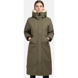khujo Damen Wintermantel warmer Parka mit weichem Teddyfleece an der Kapuze, Taillenzugband und magnetischer Abdeckleiste Agneta-YM Light Moss Green Gr. S - S