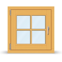 Sprossenfenster, 22 mm Wiener Sprossen, Holz Profil Classic 68 mm, Kiefer 550, 510 x 510 mm, 1-teilig drehkipp links, nach Maß
