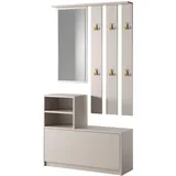 Selsey Yesfir - Flurmöbel-Set mit Schuhschrank und Haken Greige
