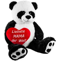 Brubaker XXL Panda 100 cm groß mit einem Liebste Mama der Welt Herz Stofftier Plüschtier Kuscheltier Teddybär