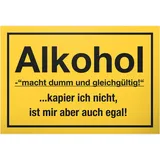 DankeDir! Alkohl macht Dumm Schild mit Spruch - lustiges Geschenk für ihn Geschenkidee Geburtstagsgeschenk Männer Jungs Party Deko Zubehör Scherzartikel JGA - Accessoire Fotobox