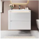 SONNI Waschbeckenunterschrank Waschbeckenunterschrank Breite 60 cm mit Sensorleuchte Badmöbel, Badschrank, Badkommode, Kommode, Schrank, Bad, Badezimmer 60 cm x 50 cm x 50 cm