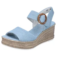 Rieker Keilsandalette, Sommerschuh, Plateausandale, Urlaubschuh mit Klettverschluss, blau