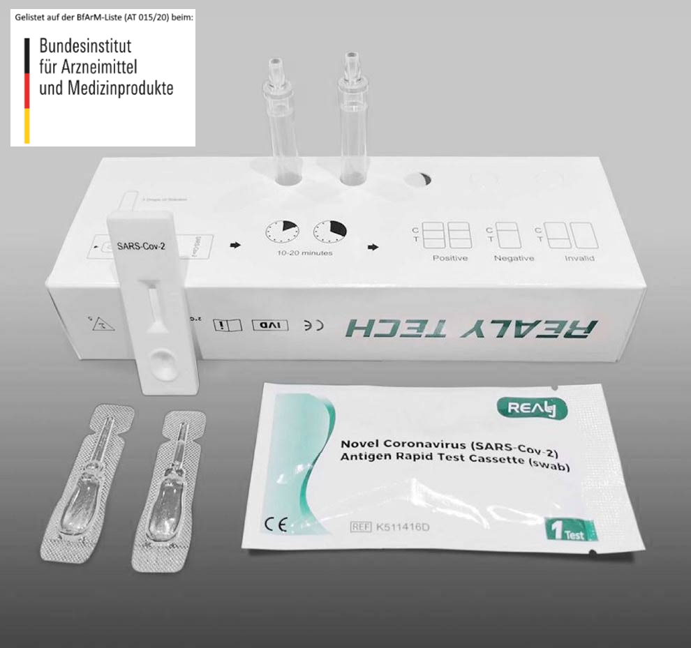  3 Stück RealyTech Coronavirus (SARS-Cov-2) Antigen-Schnelltests 