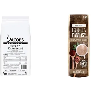 Jacobs Professional Kaffeeplus & Cocoa Fantasy Milk Smooth & Creamy, 1kg Kakao Pulver für cremige heiße Schokolade, Trinkschokolade mit Karamellnote, 14% Kakaoanteil