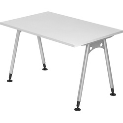 bümö Schreibtisch Schreibtisch Serie-A, Rechteck: 120 x 80 cm – Dekor: Weiß weiß 120 cm x 65 cm x 80 cm