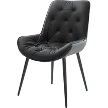 DeLife Esszimmerstuhl Taimi-Flex Echt-Leder Schwarz 4-Fuß konisch Schwarz