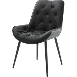 DeLife Esszimmerstuhl Taimi-Flex Echt-Leder Schwarz 4-Fuß konisch Schwarz