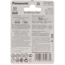 Panasonic eneloop lite Mignon AA NiMH 950mAh, Batterie 2er-Pack