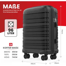 gentor Koffer Reisekoffer Hartschalenkoffer Trolley Rollkoffer Handgepäck 4 Rollen TSA-Schloss Schwarz XL