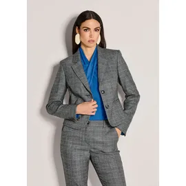 Madeleine Glencheckblazer mit Stretchkomfort in steingrau / melange / royalblau | Gr.: 34