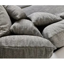 DeLife Ecksofa Clovis Weiss Hellgrau Hocker Armlehne Ottomane Links Modulsofa