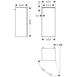 Hansgrohe Xevolos E Hängeschrank, 1 Tür, 54217730,