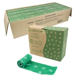 MONOUSO - Kompostierbare Tasche 23x32cm Hunde Biologisch abbaubare Rollen R20x15 (6.000 Stück)