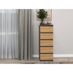 ibonto Hochkommode Große 5-Schubladen-Kommode Stilvoller Mehrzweckschrank Minimalistisch