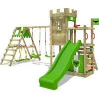 FATMOOSE Spielturm BoldBaron mit Doppelschaukel, Wackelbrücke und Rutsche grün (804189)