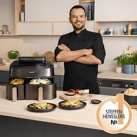 Philips 5000 Series Steam Airfryer Dual Basket NA552/00 Dunkelgrau/Kupfer