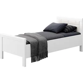 Priess Einzelbett PRIESS "Arnsberg", weiß (lichtweiß, weiß), B:108cm L:208cm, Betten, Kinder-Einzelbett Jugendbett Bettgestell, Komforthöhe mit gepolstertem Kopfteil