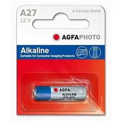 Agfaphoto Alkaline-Batterie, Lr27, V27A, 12 V Leistung, Einzelhandelsblister (1er-Pack)
