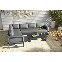 OUTFLEXX Manhattan Ecklounge, anthrazit matt/dunkelgrau, Alu/Spuncrylic, inkl. Beistelltisch