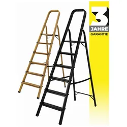 Craftfull Stehleiter CF-133A, Aluminium-Haushaltsleiter, 2-6 Stufen, gummierte Standfüße, bis 150 kg (6 Stufen Black Edition)