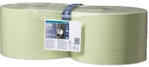 Tork Industrie Papierwischtücher, W1, 2-lagig, grün, Saugfähige Wischtücher für alltägliche Wischarbeiten in der Industrie, 1 Karton = 2 Rollen à 1500 Tücher