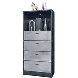 Vladon Pino V3 56 x 125 x 36 cm Anthrazit matt / Beton Oxid Optik